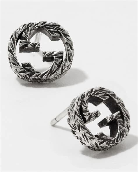 gucci sterling silver interlocking g stud earrings|gucci g motif earrings.